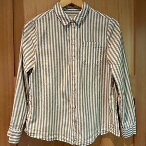 Sezane Brown and White Striped Shirt